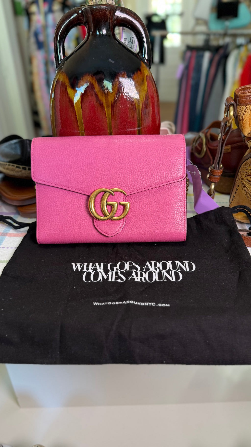Gucci Leather Double G Marmont Clutch