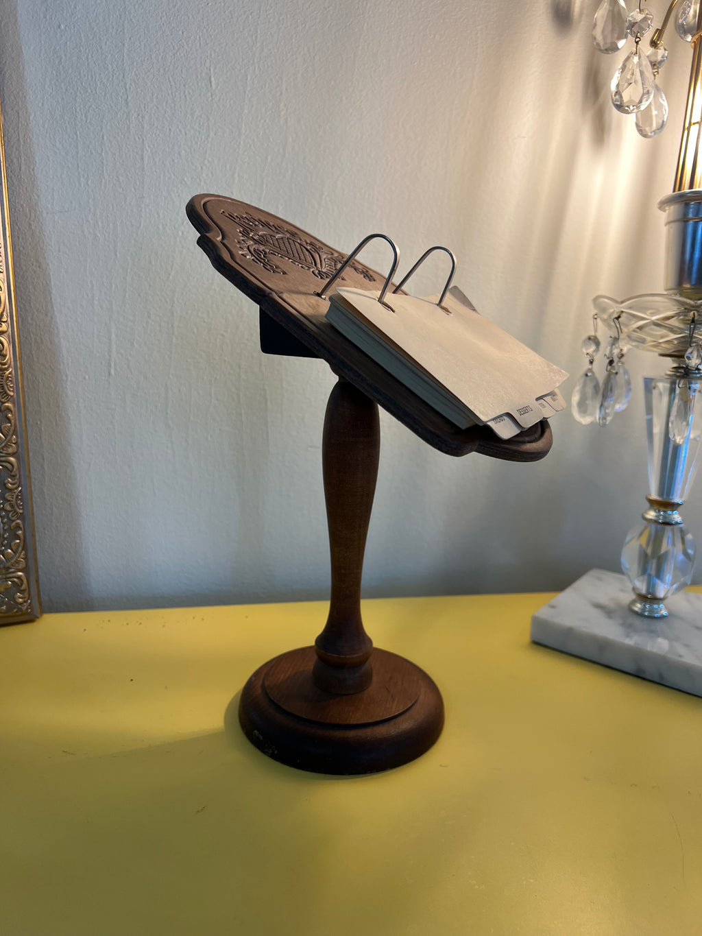 Vintage Wooden Recipe Card Holder with Dividers