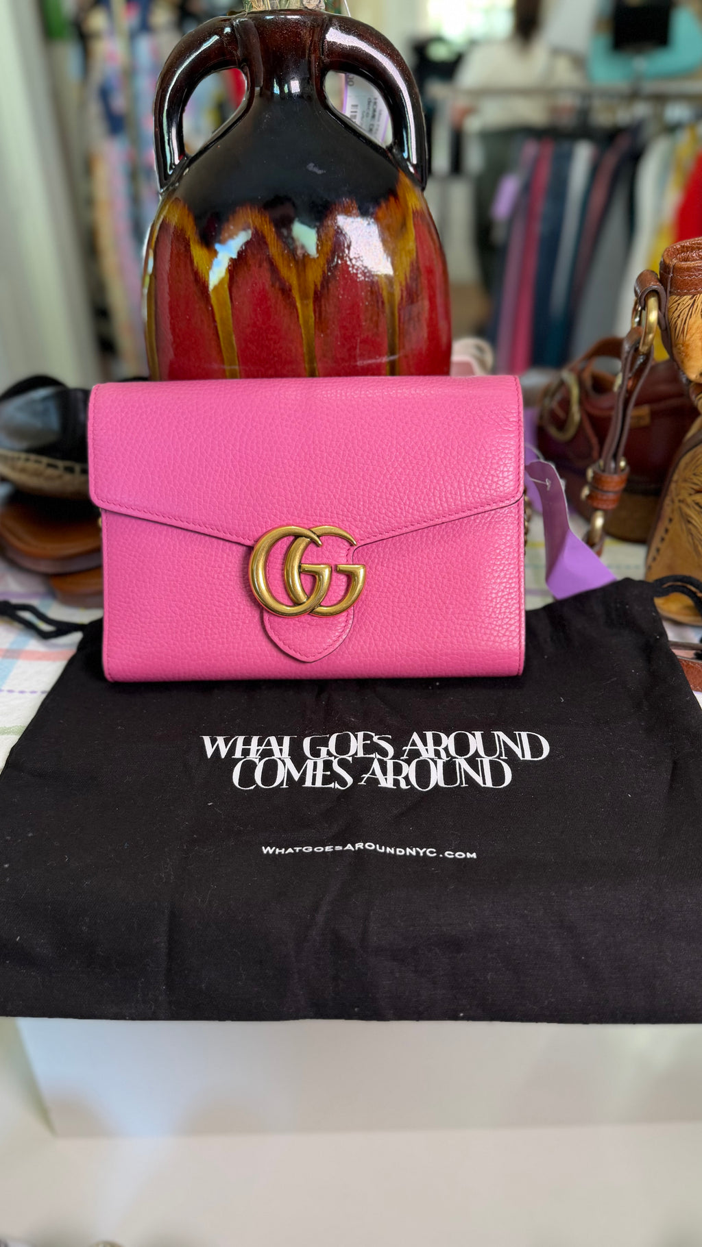 Gucci Leather Double G Marmont Clutch