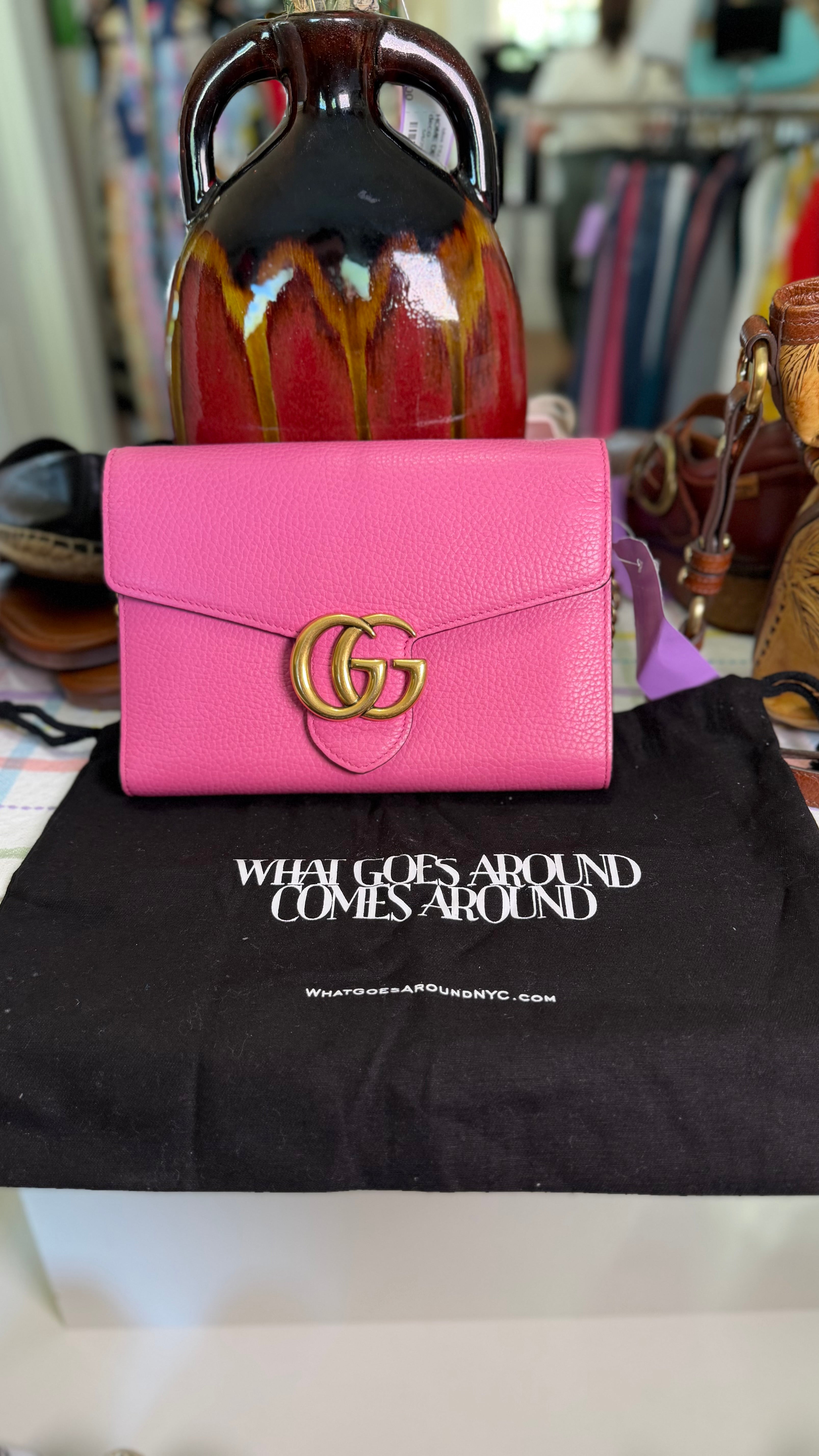 Gucci Leather Double G Marmont Clutch