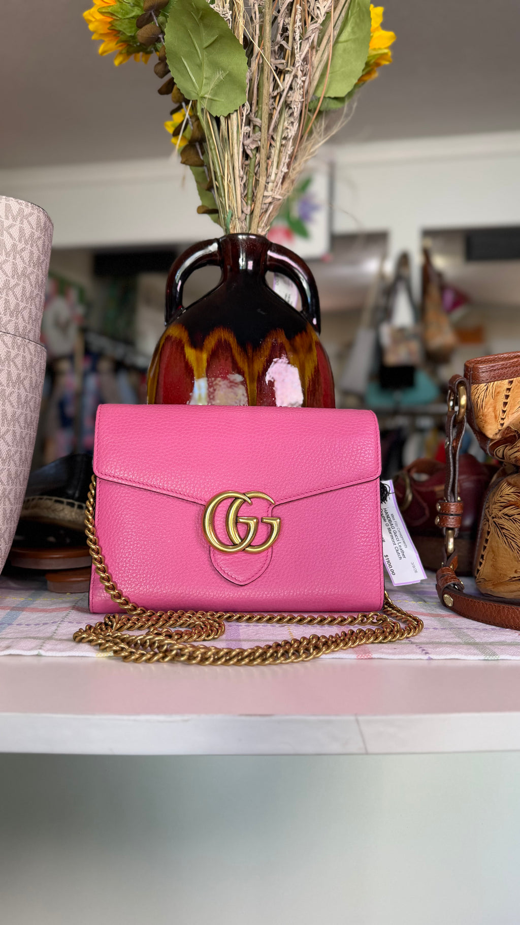 Gucci Leather Double G Marmont Clutch