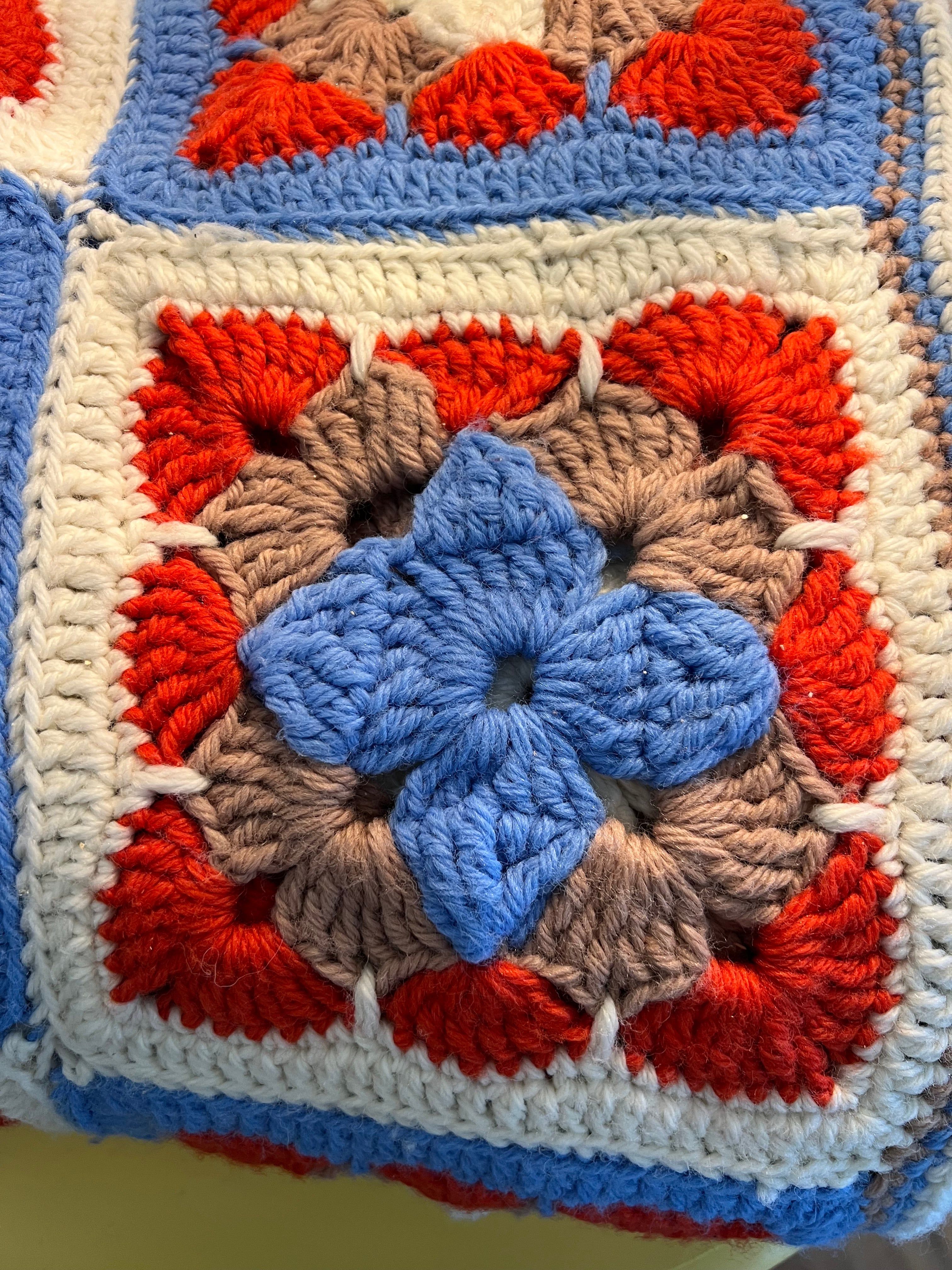 Hand-Crocheted Granny Square Throw Blanket