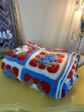 Hand-Crocheted Granny Square Throw Blanket