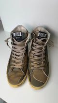 Golden Goose Distressed High-Top Sneakers – Camo Canvas