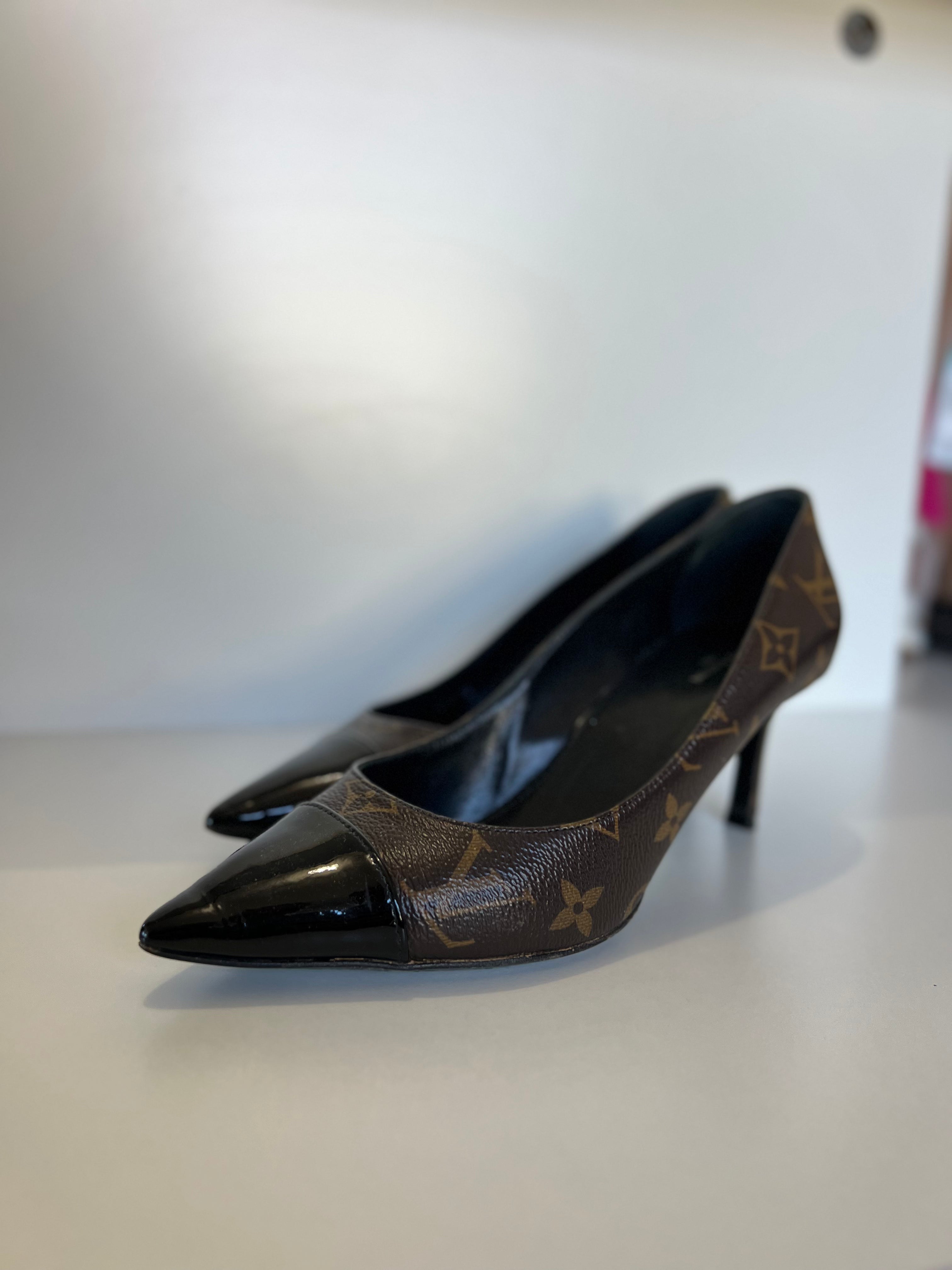 Louis Vuitton Monogram Canvas & Patent Leather Heels