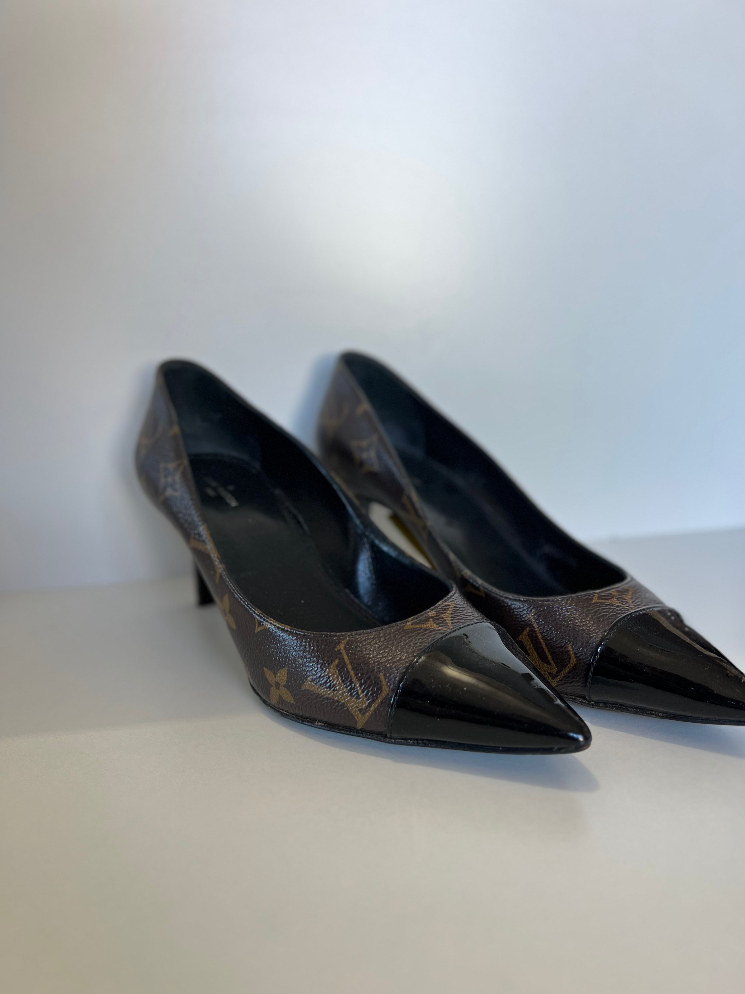Louis Vuitton Monogram Canvas & Patent Leather Heels