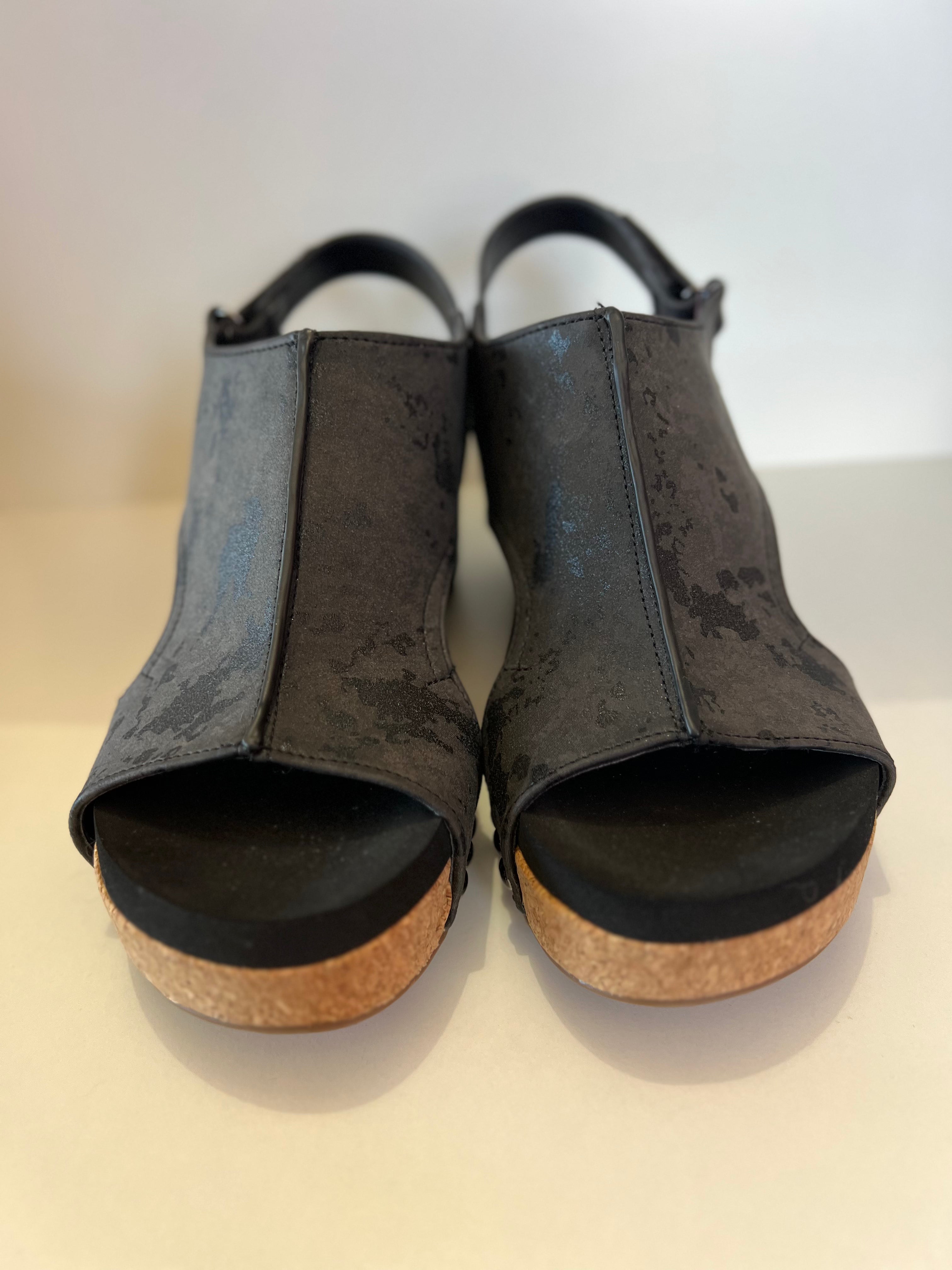 Platform Slingback Sandals with Cork Wedge